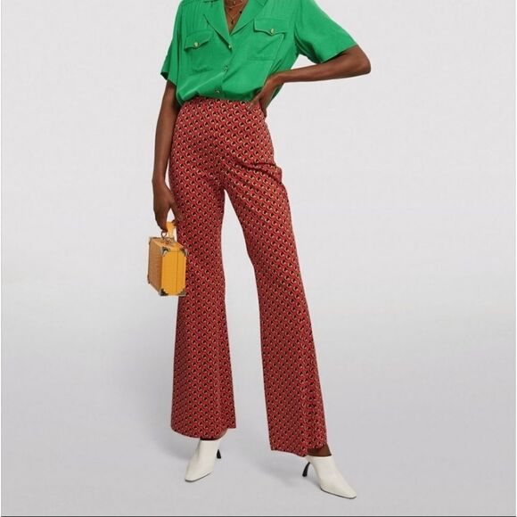 DIANE VON FURSTENBERG Abstract-foulard Flared Trousers - Picture 2 of 10